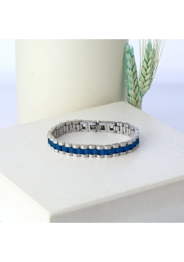 Full Çelik Bileklik 87792 Gümüş - Lacivert