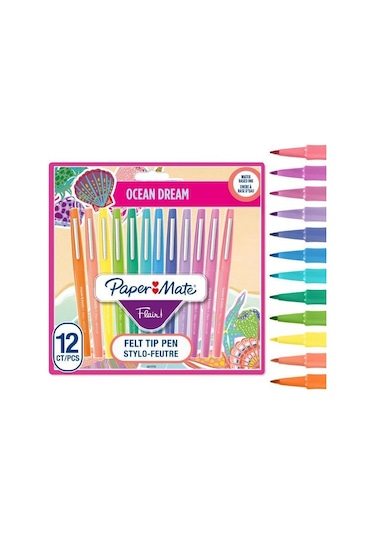 Paper Mate Flair Ocean Dream Keçeli Kalem Seti 12 Renk Orta Uç 0.7 Mm