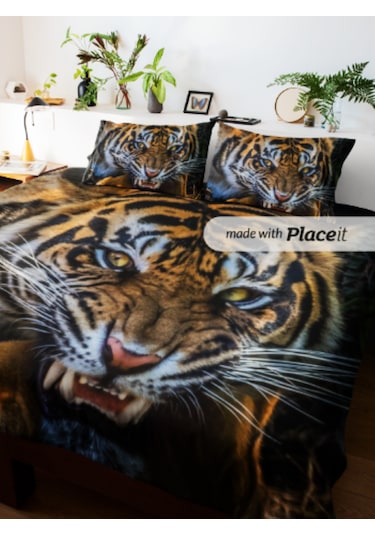 Tıger Çift Kişilik Nevresim Takımı Pamuk Saten 240 260 Cm Siyah