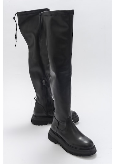 Luvishoes Chip Siyah Kadın Dizüstü Çizme Siyah