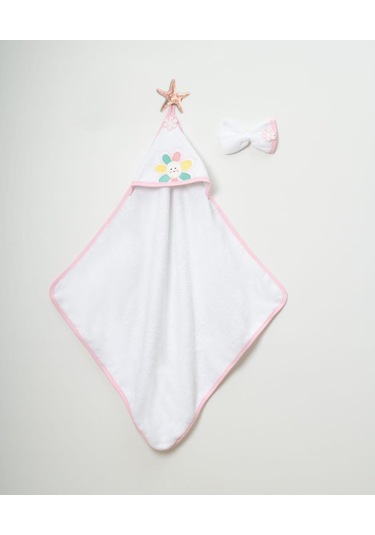 Çiçekli Silgi Havlu Beyaz