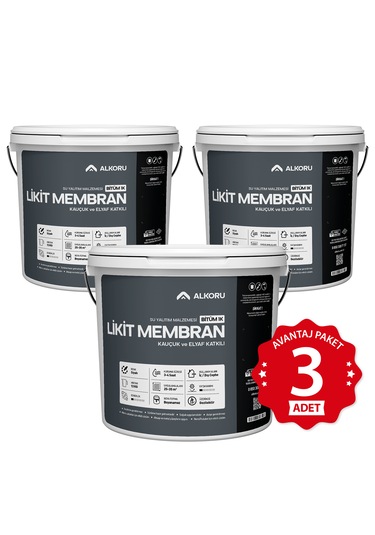 Alkoru 3 Adet 13 Kg Bitüm 1k Likit Membran Avantaj Paket