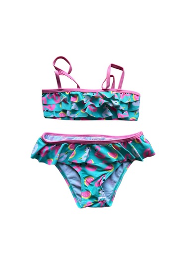 Unicorn Flamingo Simit Pembe Mint Yesili Firfirli Bikini Pembe