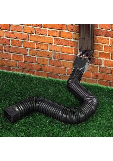 Skycity 2'li Pe Genişletilebilir Ev Sinek Su Borusu - 1.5m Uzunluk, Esnek, Kalın, Yağmur Suyu Akışını Kolaylaştırır, Siyah+beyaz