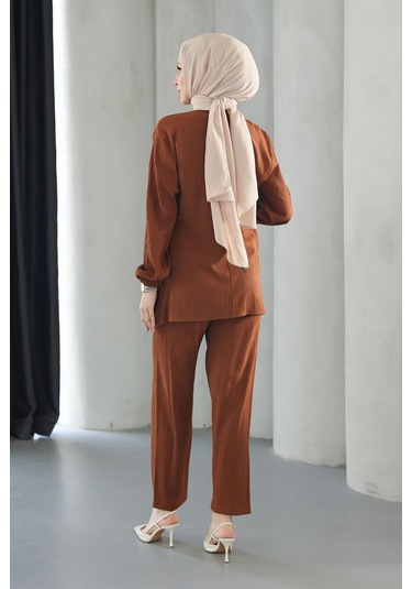 Bağlama Detaylı Takım Kahverengi Kahverengi