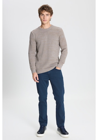 Erkek Bronz-lacı 2'li Paket Pamuklu Standart Fit Normal Kesim Bisiklet Yaka Triko Kazak Bronz-lacı