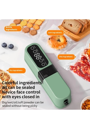 Honeybeeshop Mavi Senbowe Usb Mini Vakum Posetleme Makinesi 3u 1 Arada Kablosuz Sarj Edilebilir Kuru Islak Yiyecekler İcin 4lu Snack Cantasi İle