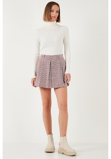 Lela Kadın Şort Etek 611sr0046 Bordo