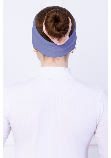 Kaymayan Silikonlu Bandana Bone Mavi - Kadın Tesettür Dikişsiz Kaymaz Geçme - Sportif Saç Bandı Mavi
