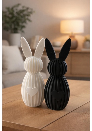 Black & White Bunny Figurines / Siyah Beyaz Tavşan Dekor / Nordic Table Ornament