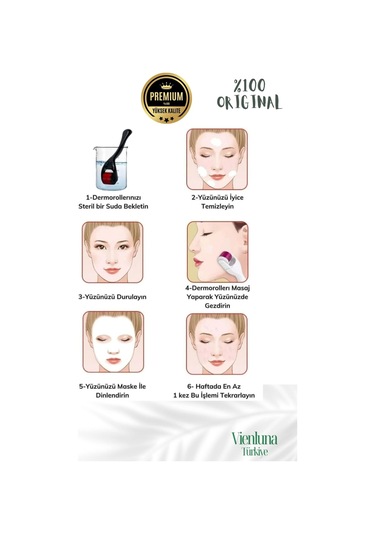 Vienluna Titanyum Uçlu 540 İğneli 0.50 MM Cilt Bakım Vücut Yenileme Masaj Aleti Derma Roller