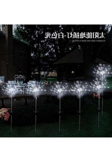 Ebitda Güneş Enerjili Led Park Işıkları - Yuvarlak 2 Modlu Beyaz Işık - Dış Mekan Manzara Noktaları Işıkları