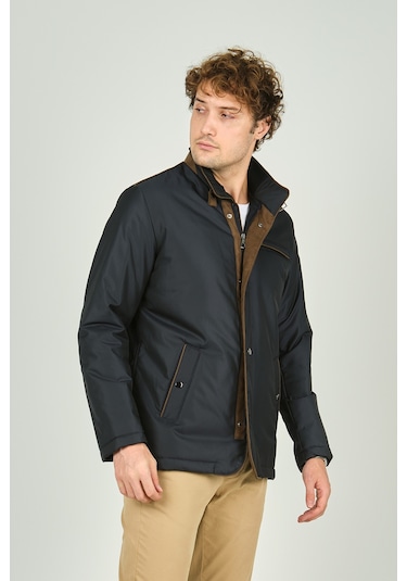 Daynax Erkek Dik Yaka Fermuarlı Ve Çıtçıt Kapamalı Cep Detaylı Mont Kaban 4520 Lacivert Lacivert