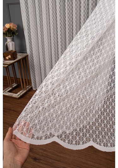 Karo Desen Örme Tül Perde 1139