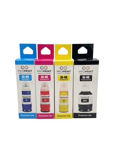 Proprint Canon Gı-40 Uyumlu Mürekkep Seti 4 Renk Siyah 170ml Renkliler 70 Ml - G6040