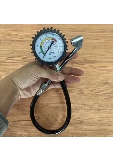 Boatshop1 Profesyonel Lastik Basınç Ölçer 1 Bilgisayar 0 220 Psı Uzatmalı Kauçuk Hortum Alaşımlı Çelik Gövde Otomobil Kamyon Motosiklet