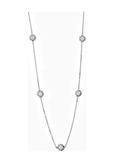 14 Ayar Altın Kaplama Zarif Çiçekli Gümüş Kolye - Cns00623 Altın