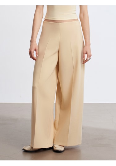 Dilvin 72654 Volanlı Geniş Paça Pantolon-sarı Sarı