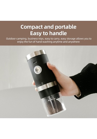 Novahub 5 Seviyeli Taşınabilir Kahve Değirmeni: Otomatik Durdurma, Şarj Edilebilir, Hafif, Pratik Siyah Siyah