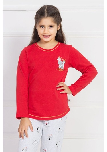 Vienetta Kız Çocuk O Yaka Manşetli Pijama Takım 4396,3-7 Yaş