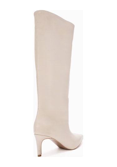Luvishoes Camila Bej Cilt Kadın Topuklu Çizme Bej