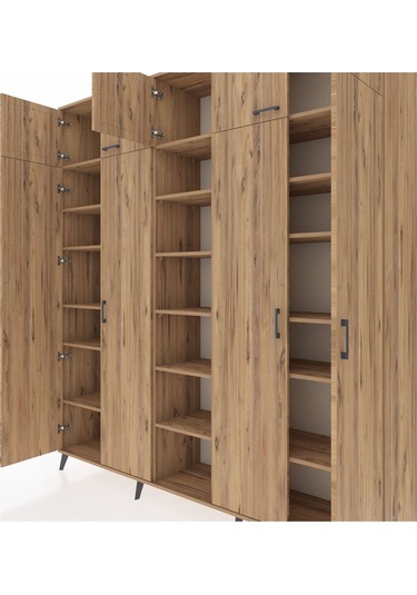 Hyperion Dolap 18 Raflı 9 Kapaklı 220x44x243 Çam-çam/çam Atlas Çam/atlas Çam
