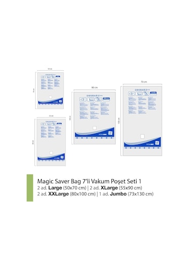 Magic Saver Bag Vakumlu Poşet Seti 7'li