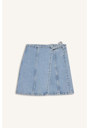 Defacto Kız Çocuk Pamuklu Jean Şort Etek E5358a825aunm39 Mavi