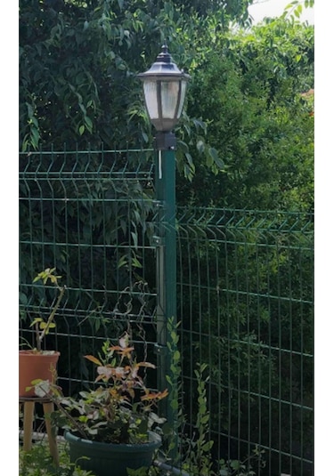 Panel Çim Çit Kare Tabanlı Altıgen Direk Üstü Bahçe Armatürü Siyah Renk, Bahçe Duvar Çit Üzeri Aplik Diğer