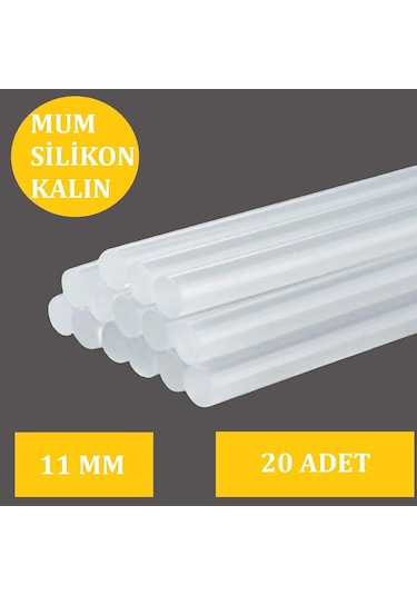 Winnboss Kalın Şeffaf Sıcak Mum Silikon 11mm 30cm 20 Adet