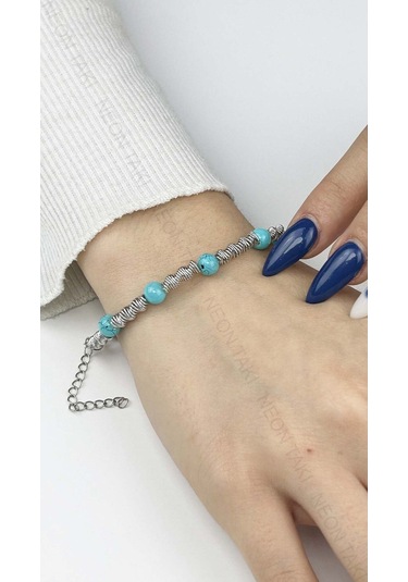 Bileklik 360, Mavi Topçuklu Bileklik, Gümüş Renk Gümüş