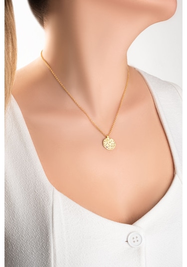 Akrep Burcu 18 Ayar Sarı Altın Kaplama 45 Cm Gümüş Kolye Sarı