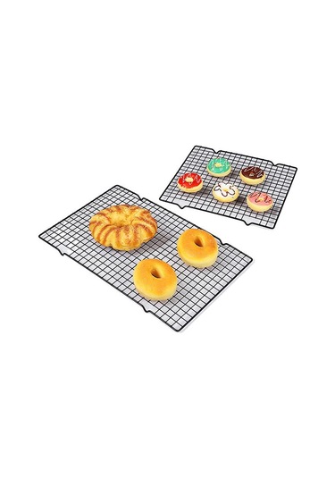 Paslanmaz Çelik Yapışmaz Tel Izgara Hamur İşleri Tepsisi Kek Pişirme Soğutma Rafı Fırın Mutfak Pizza Ekmek Kurabiye Tutucu Barbekü Rafı Siyah