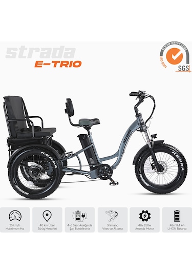 Stradacycles E-TRIO Hidrolik Disk Elektrikli Üç Tekerlekli Antrasit