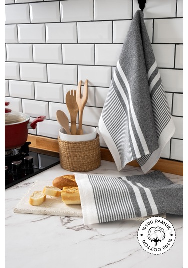 45x65, 2'li Kurulama Bezi, %100 Pamuk Yüksek Su Emici Gri