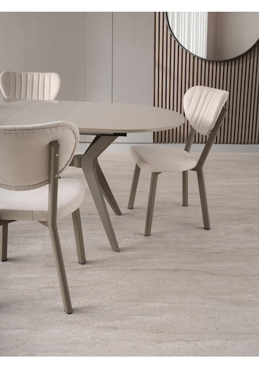 Star Capuccino Lak Panel Mutfak Masa Sandalye Takımı 82x138 Cappuccino