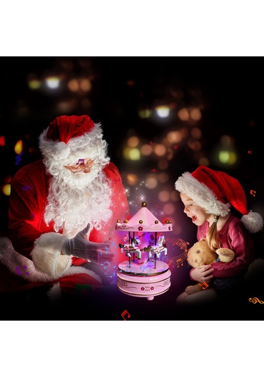 Atlıkarınca Müzik Kutusu Led Işık Renk Değiştiren 4 Atlı Dönen Bebek Müzikal Oyuncak Noel leri Doğum Günü leri Kızlar Çocuklar Çocuklar Kız Arkadaşlar