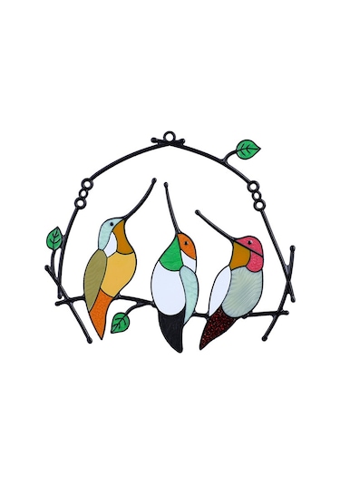 Yaozixa Renkli Sanatsal Üç Kuşlu Alliç Kaliteli Pencere Süsü - Ev Dekorasyonu Kolay Kurulum Konfor Artırıcı Aksesuar