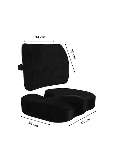 Hasby Ortopedik Visco Oto Araç Ofis Koltuk Oturma Minderi Sırt Minderi