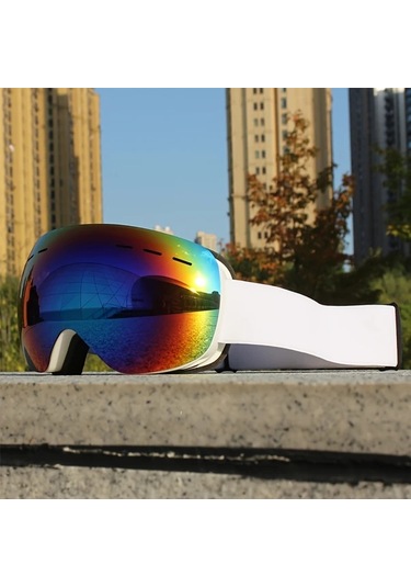 Willowhaven Double Layer Anti Fog Kayak Kaskı Büyük Çerçeve Aynalı Lens Pc Malzeme White