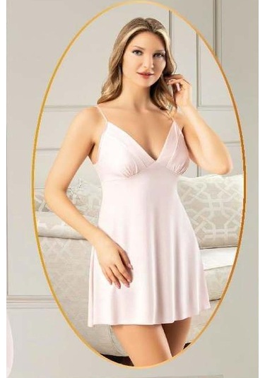 Xses 5025 Kadın Pudra Penye 4'lü Şortlu Sabahlık Gecelik Takım Pudra