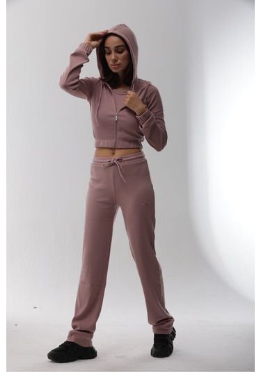 Kaşkorse Pudra Fitilli Eşofman Takımı Pudra