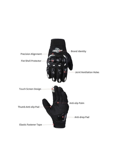 Bsddp Binici Kaymaz Anti-Damla Motosiklet Sürme Eldiveni Siyah
