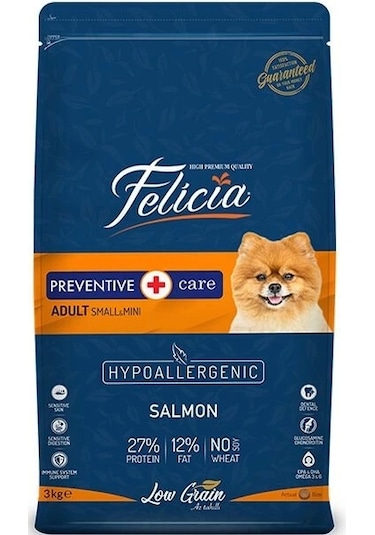 Felicia Düşük Tahıllı Hipoalerjenik Somonlu Küçük Irk Yetişkin Köpek Maması 3 KG