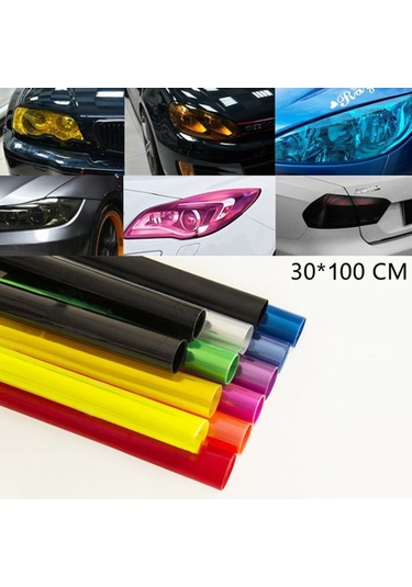 2pcs Araba Far Koruyucu Film Kuyruk Işık Film Motosiklet Sisli Film, Boyut: 30 X 100cm Altın , Boyut:30 X 100cm
