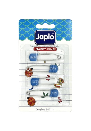 Japlo Emniyetli Çengelli Bebek  İğnesi 4'lü - Mavi Çok Renkli