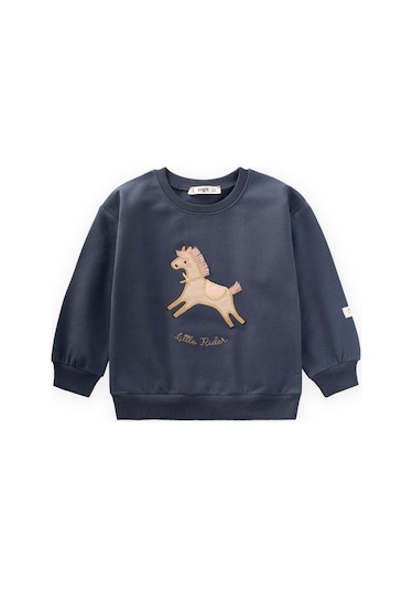 At Aplikeli Sweatshirt 1-6 Yaş Lacivert Lacivert