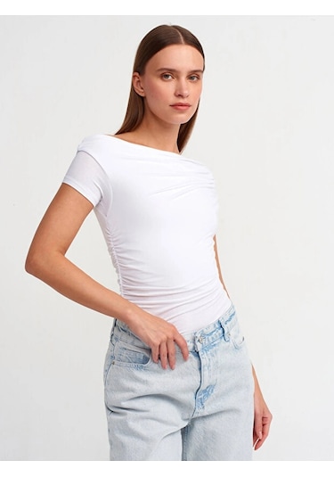 Ollacollection Asimetrik Yaka Top-beyaz