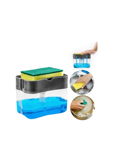 Homyl 2'si 1 Arada Sabun Pompası Dispenseri Sünger Tutucu Beyaz Beyaz