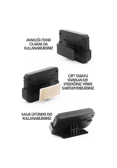 Pomodoro Öğrenci Saati Kronometreli Alarmlı Takvimli Dijital Ders Çalışma Saati Masa Oto Saati Siyah